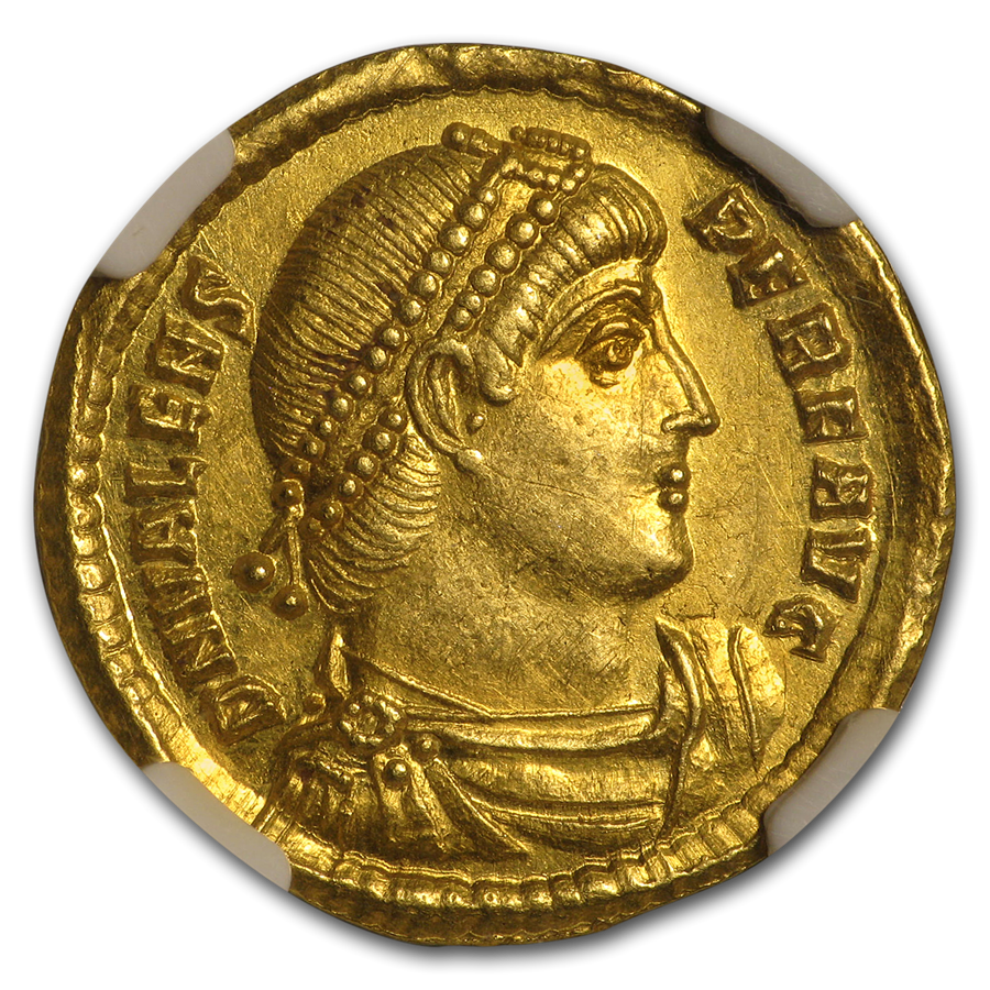 Eastern Rome Gold Solidus Emperor Valens (36478 AD) AU NGC Coin For